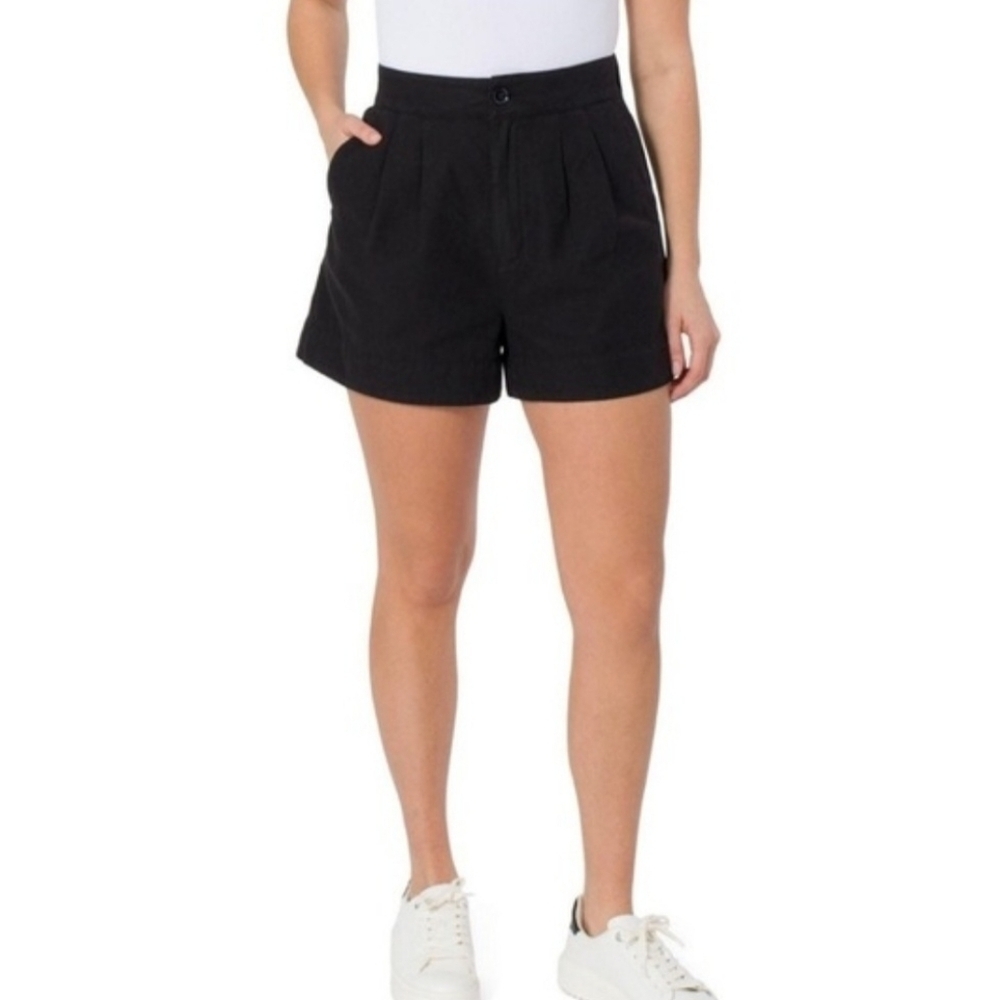 NWT Joie Black Pleated Cotton/Linen Blend Shorts size Large